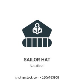 Sailor hat glyph icon vector on white background. Flat vector sailor hat icon symbol sign from modern nautical collection for mobile concept and web apps design.