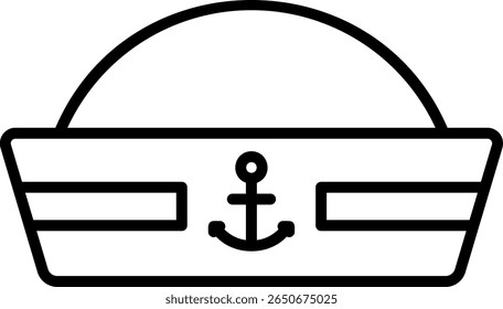 Ícone de chapéu de marinheiro com símbolo de âncora isolado