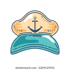 sailor hat nautical icon isolated