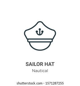 Sailor hat outline vector icon. Thin line black sailor hat icon, flat vector simple element illustration from editable nautical concept isolated on white background