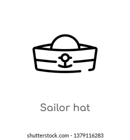 sailor hat vector line icon. Simple element illustration. sailor hat outline icon from nautical concept. Can be used for web and mobile