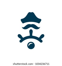 Sailor with helm. Abstract sign.