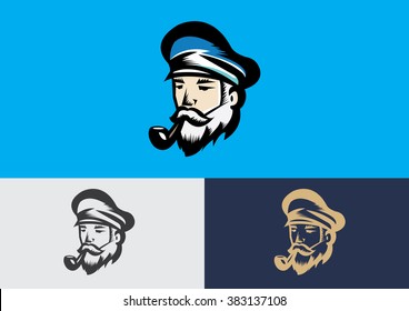 Sailor hipster flat logo vector 