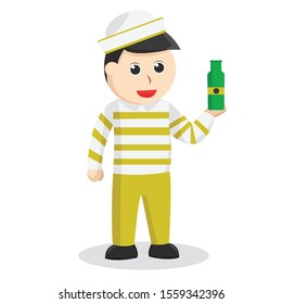 Sailor Holding Bottle design illustration