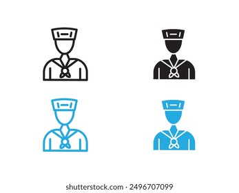 Sailor icon black and white vector outline sign