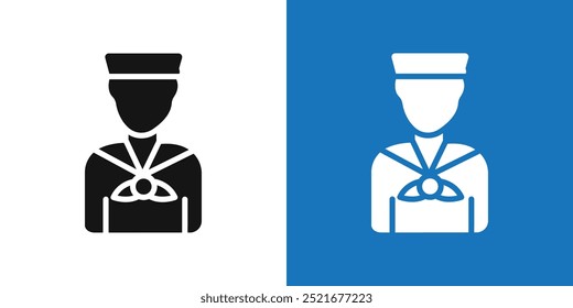 Sailor icon Flat vector set outline