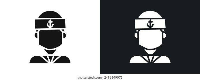 Sailor icon linear graphics set vector in black