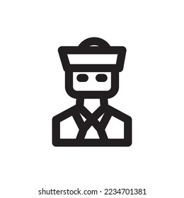 icono de marinero o logotipo símbolo de señas aislado ilustración vectorial - iconos vectoriales de estilo negro de alta calidad
