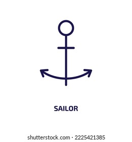 icono del marinero de la colección náutica. Marinero lineal delgado, marina, icono de contorno marino aislado en fondo blanco. Signo de marinero vectorial de línea, símbolo para web y móvil