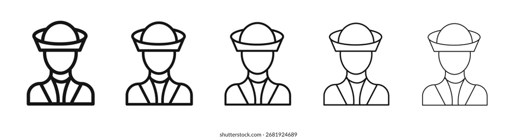 Sailor icon vector outline set illustration sign