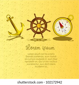 sailor icons, anchor, ship rudder, compass , vector illustration