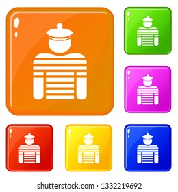 Sailor icons set collection vector 6 color isolated on white background