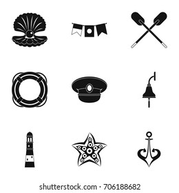 Sailor icons set. Simple style set of 9 sailor vector icons for web design