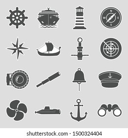 Sailor Icons. Sticker Design. Vector Illustration.
