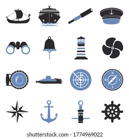 Sailor Icons. Two Tone Flat Design. Vector Illustration.