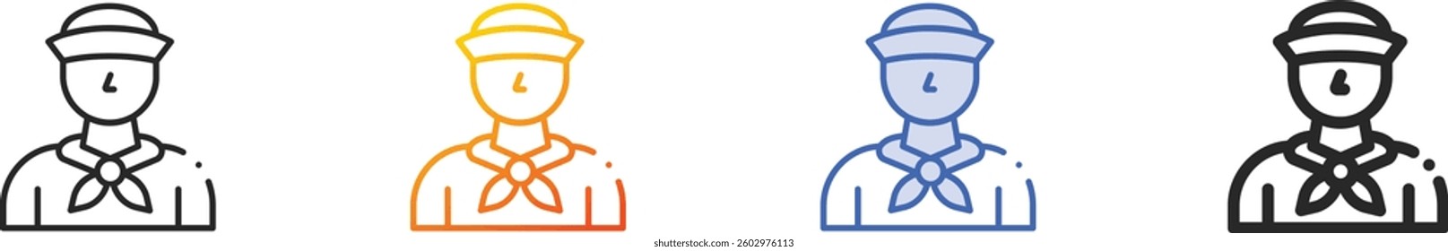 sailor icon.Thin Linear, Gradient, Blue Stroke and bold Style Design Isolated On White Background