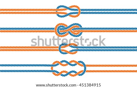 Sailor knot dividers set. Nautical rope infinity sign. Rope border. Tying the knot. Graphic design element for wedding invitations, baby shower, birthday card, scrapbooking, logo etc