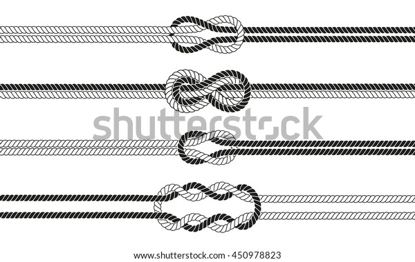 Sailor knot\
dividers set. Nautical rope infinity sign. Rope border. Tying the\
knot. Graphic design element for wedding invitations, baby shower,\
birthday card, scrapbooking, logo\
etc