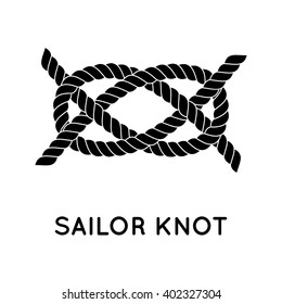 Sailor knot. Nautical rope infinity sign. Single flat icon with shadow. Tying the knot. Graphic design element for wedding invitations, baby shower, birthday card, scrapbooking, logo etc. 