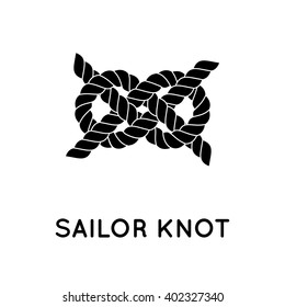 Sailor knot. Nautical rope infinity sign. Single flat icon with shadow. Tying the knot. Graphic design element for wedding invitations, baby shower, birthday card, scrapbooking, logo etc. 