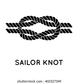 Sailor knot. Nautical rope infinity sign. Single flat icon with shadow. Tying the knot. Graphic design element for wedding invitations, baby shower, birthday card, scrapbooking, logo etc. 