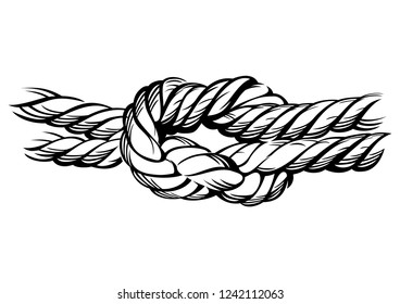 Sailor knot vector image. Drawing nautical rope.