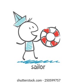 sailor with a lifeline illustration