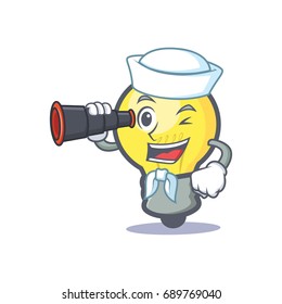 Sailor light bulb character cartoon with binocular
