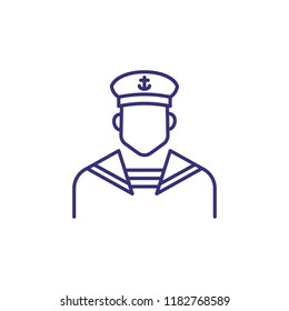 Sailor Line Icon. Navy Man, Seaman, Mariner. Occupation Concept. Can Be Used For Topics Like Voyage, Sailing, Navigation