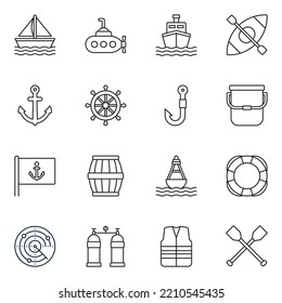 Sailor Line Icon Set Vector