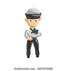 Sailor man Bring Book cartoon character Vector illustration in a flat style Isolated