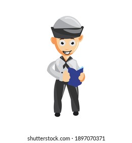 Sailor man Bring Book cartoon character Vector illustration in a flat style Isolated