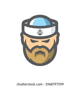 Sailor man in a cap Vector Cartoon icon illustration.