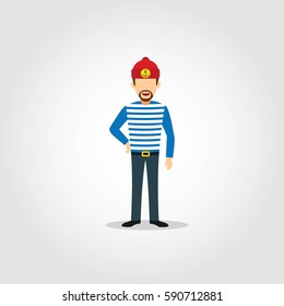 Sailor man Character Design Vector.