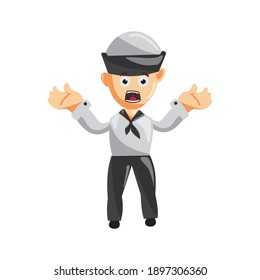 Sailor man confused cartoon character Vector illustration in a flat style Isolated