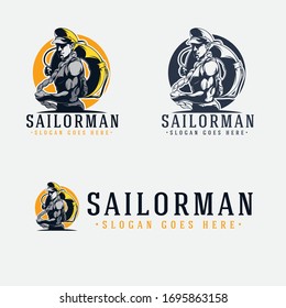 Sailor Man Logo Templates Vector