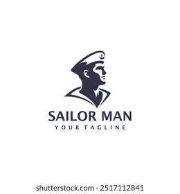 ilustração vetor logotipo homem marinheiro com estilo de desenho de tinta	