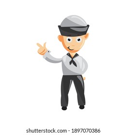 Sailor man Pointing cartoon character Vector illustration in a flat style Isolated