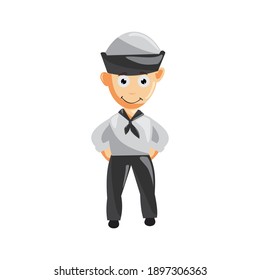 Sailor man standing cartoon character Vector illustration in a flat style Isolated