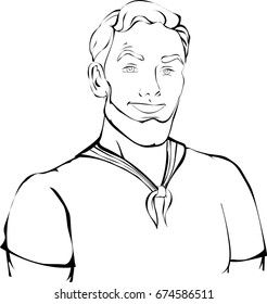sailor man in t-shirt with beard and stylish hairstyle