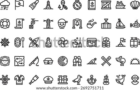 Sailor and maritime icons High-Quality Vector Icons Collection with Editable Stroke. Ideal for Professional and Creative Projects