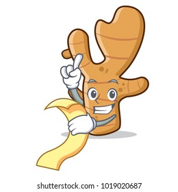 Sailor with menu ginger mascot cartoon style