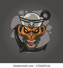 The sailor monkey vector illustration