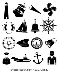 sailor nautical icons set