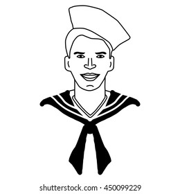 Sailor, navy, marine and nautical vector, icon, sketch.
