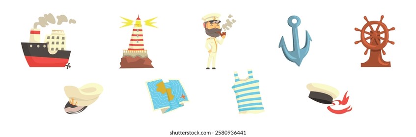 Sailor Object and Attribute for Seafaring Vector Set