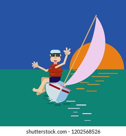 Sailor on a sailing yacht