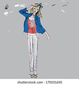 Sailor outfit / Illustration of spring casual wear  