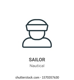 Sailor outline vector icon. Thin line black sailor icon, flat vector simple element illustration from editable nautical concept isolated on white background