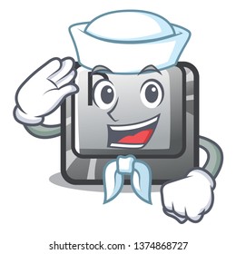 Sailor P button installed on cartoon computer